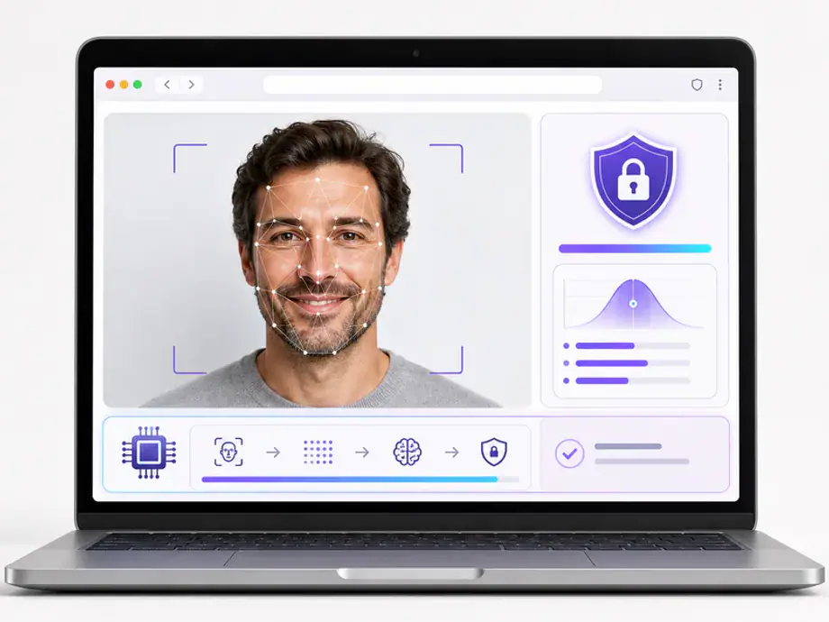 Private on-device face age analysis shown securely inside a web browser